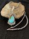 Mens Royston Turquoise Pendant Navajo Pearls Sterling Silver Necklace 4307