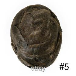 Mens Toupee French Lace Front Hairpiece Fine Mono Poly Skin Hair Systems FPM