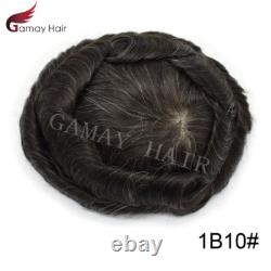 Mens Toupee Hairpiece Fine Mono Hair System Replacements Poly Skin Pu Mens Wigs