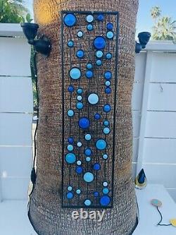 Metal Wall Art Brilliant Blues Mid Century Modern. 36in X 10in
