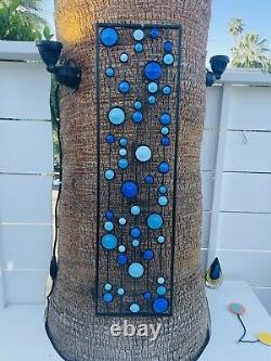Metal Wall Art Brilliant Blues Mid Century Modern. 36in X 10in