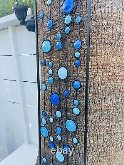 Metal Wall Art Brilliant Blues Mid Century Modern. 36in X 10in