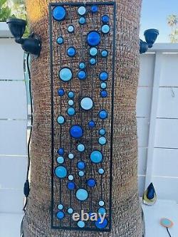 Metal Wall Art Brilliant Blues Mid Century Modern. 36in X 10in