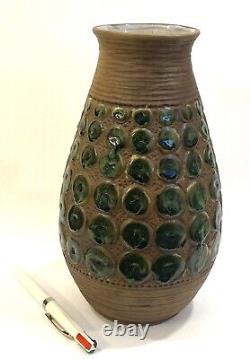 Mid Century Ceramic USA 362 Vase Wood with Glazed Green Dot Design