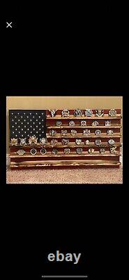 Military challenge coin holder, American flag coin holder, military wood America
