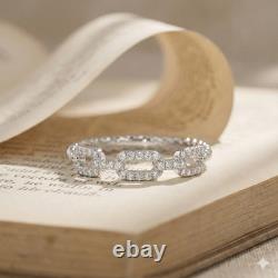 Moissanite Chain Link Wedding Band. 92.5 Silver Moissanite Band