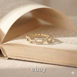 Moissanite Chain Link Wedding Band. 92.5 Silver Moissanite Band