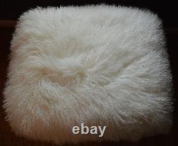 Mongolian Lamb Fur Bench Natural White Tibet Lamb Stool Made in USA Ottoman