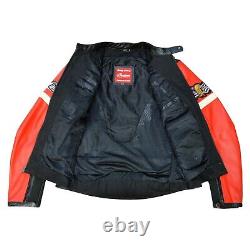 Motorcycle INDIAN Leather Jacket Mens BLACK & RED