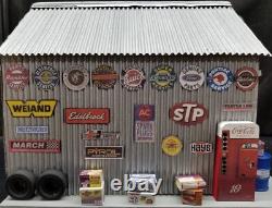 Muscle Car Garage Diorama Display, 118th Scale, New, Hand Crafted, 1-bay