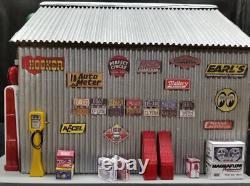 Muscle Car Garage Diorama Display, 118th Scale, New, Hand Crafted, 1-bay