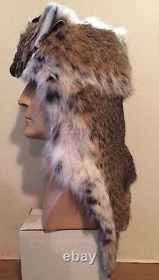 NEW BOB CAT MOUNTAIN MAN FUR HAT WITH FACE MADE IN USA. Fur/pelt/skin/hide