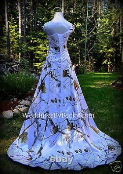 NEW Camo Wedding Gown/REALTREE or MOSSY OAK SATIN'Abigail' MADE ONLY IN USA