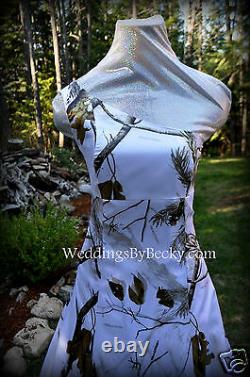 NEW Camo Wedding Gown/REALTREE or MOSSY OAK SATIN'Abigail' MADE ONLY IN USA