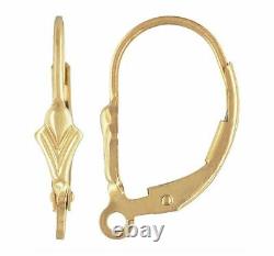 NEW Real 10K Yellow Gold Fleur-de-lis Lever Back Earring Top 1 Piece, Pair Or 12