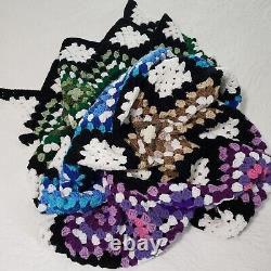 NEW USA Crochet Granny Square Chevron Ripple Stashghan Original OOAK Easy-Care