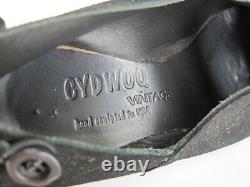 NWOT Cydwoq Vintage Hand Made in the USA Black Leather Metallic Kitten Heels 38