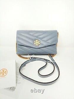 NWT Tory Burch 64068 Kira Chevron chain WalletClutch Crossbody Cloud Blue $328