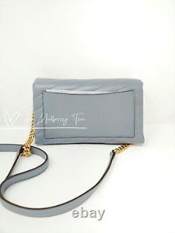 NWT Tory Burch 64068 Kira Chevron chain WalletClutch Crossbody Cloud Blue $328