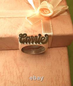 Name Ring Personalized Sterling Silver Any Name Made In USA Hand Made Flat