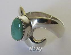Native American Navajo Sterling Turquoise Cast Ring Size 8.5 By Keith James