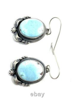 Native American Sterling Silver Navajo Handmade Golem Hill Turquoise Earring