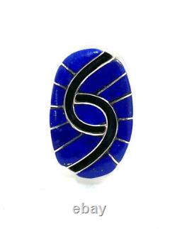 Native American Sterling Silver Zuni Handmade Natural Lapis Ring Size 11