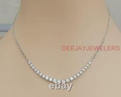 Natural 2.85ct Diamond Half Tennis Necklace 14k White Gold Chain USA Made