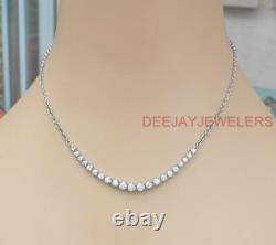 Natural 2.85ct Diamond Half Tennis Necklace 14k White Gold Chain USA Made