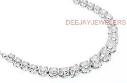 Natural 4.10ct Diamond Half Tennis Necklace 14k White Gold Chain USA Made