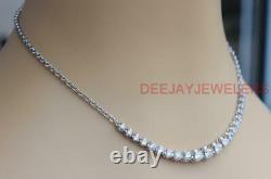 Natural 4.10ct Diamond Half Tennis Necklace 14k White Gold Chain USA Made