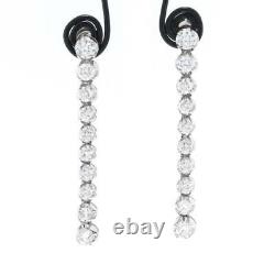 Natural 4.78ct Diamond Tennis Earrings Dangle Drop 14k White Gold USA Made