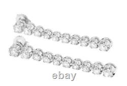 Natural 4.78ct Diamond Tennis Earrings Dangle Drop 14k White Gold USA Made