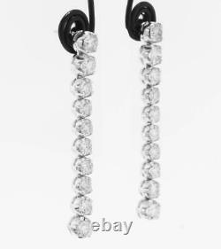 Natural 4.78ct Diamond Tennis Earrings Dangle Drop 14k White Gold USA Made