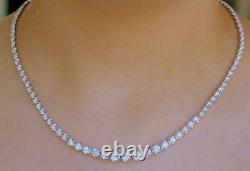 Natural 8.53ct Diamond Tennis Riviera Necklace 14k White Gold USA Made Sparkly