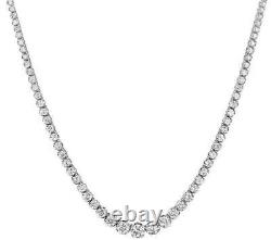 Natural 8.53ct Diamond Tennis Riviera Necklace 14k White Gold USA Made Sparkly