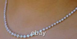 Natural 8.53ct Diamond Tennis Riviera Necklace 14k White Gold USA Made Sparkly