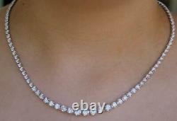 Natural 8.53ct Diamond Tennis Riviera Necklace 14k White Gold USA Made Sparkly