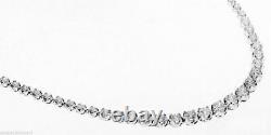 Natural 8.53ct Diamond Tennis Riviera Necklace 14k White Gold USA Made Sparkly