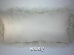 Natural White Mongolian Tibetan Lamb Fur Pillow 12 x 40 usa cushion tibet