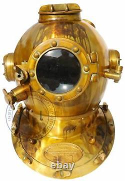 Nautical 18'' U. S Navy Diving Helmet Mark V Glass Vintage Home Decorative helmet