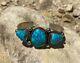 Navajo Handmade Kingman Turquoise Sterling Silver Cuff By Vernon And Claris