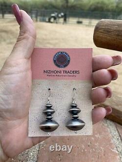 Navajo Pearl Sterling Silver Hand Made Dangle Earrings