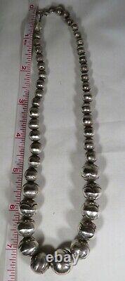 Navajo Sterling Silver Hand-Made Decoratively Stamped Navajo Pearls Choker