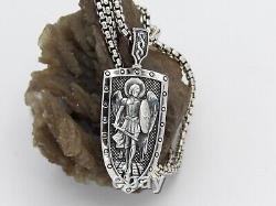 New Hand Made in USA. 925 Sterling Silver Archangel St Michael Angel Necklace