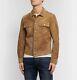 New Mens Tan Suede Trucker Leather Jacket Shirt Real Men Leather Jacket #133