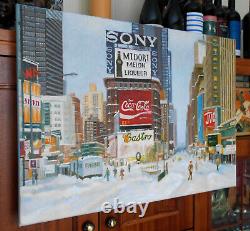 New York Winter Street1984 Original Oil Painting Canvas 20x28 Hand Painted JSArt