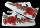 Nike Air Force 1 07 Low Men Red White Rose Flower Floral Custom Shoes Size 13