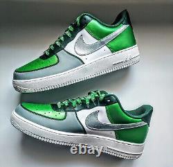 Nike Air Force 1s 07 Custom Low Sneakers Green Silver Mens Womens Sizes AF1