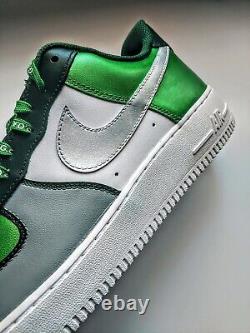 Nike Air Force 1s 07 Custom Low Sneakers Green Silver Mens Womens Sizes AF1